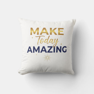 Almofada Torne Hoje Incrível Design Sol Dourado e Azul-Mari