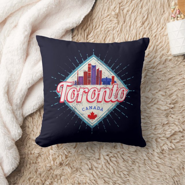 Almofada Toronto Skyline Ontario Retro Canada Vintage (Cobertor)