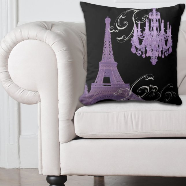 Almofada torre de retro de moda feminina paris eiffel (girly chic retro fashion paris eiffel tower throw pillow)