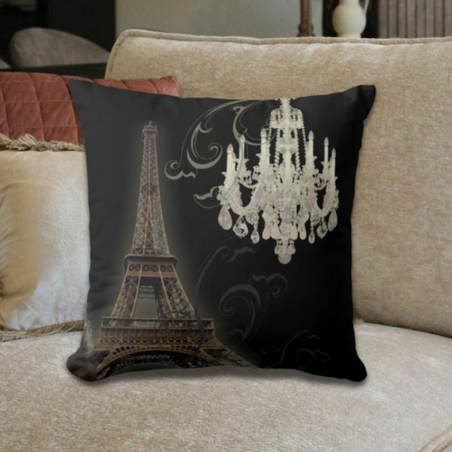 Almofada torre de retro de moda feminina paris eiffel (girly chic retro fashion paris eiffel tower throw pillow)