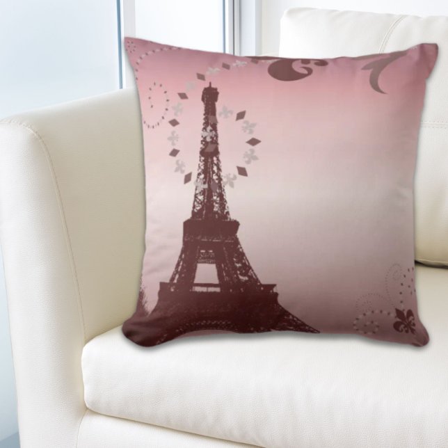 Almofada torre de retro de moda feminina paris eiffel (girly chic retro fashion paris eiffel tower throw pillow)