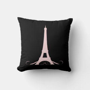 Almofada Torre Eiffel de Paris Preta e Rosa