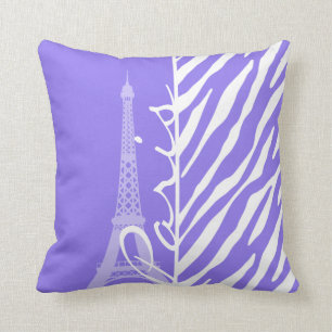 Almofada Torre Eiffel, Paris, listras roxas da zebra