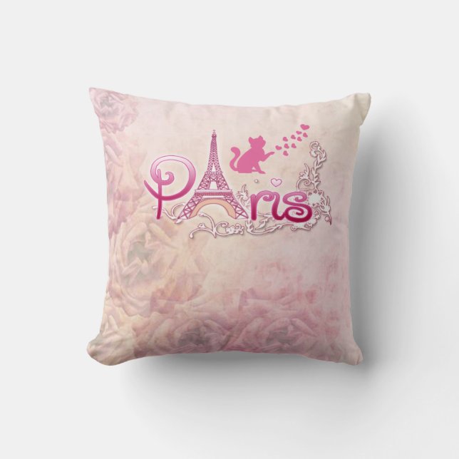 Almofada Torre Eiffel Parisiense I Love Paris Cat (Frente)