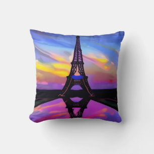 Almofada Torre Eiffel Picturesca Em Um Sunset Brilhante