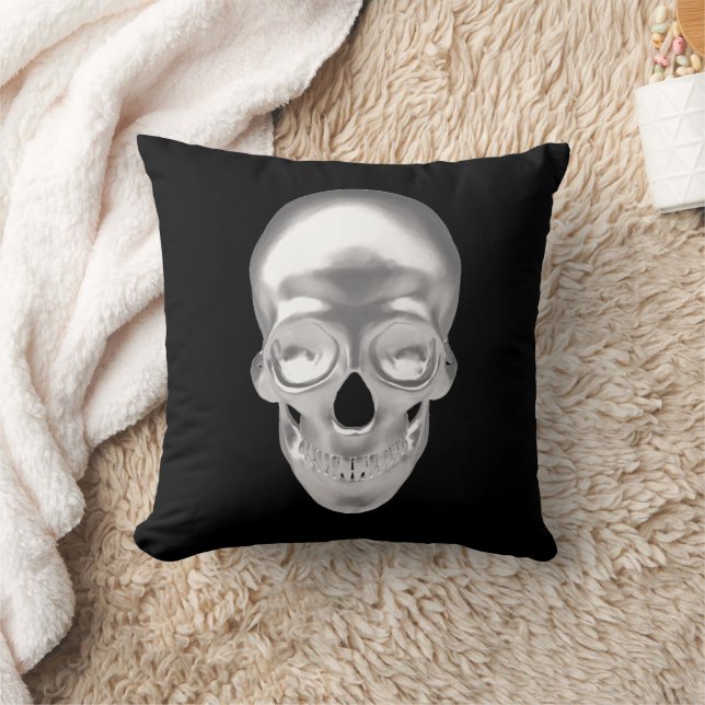 Almofada Totenkopf, Schädel silber 3D-Optik - (Cobertor)