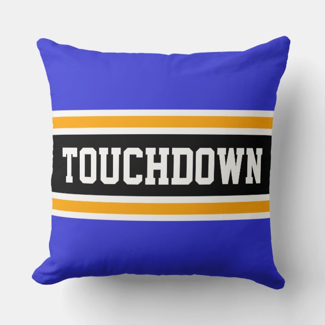 Almofada TOUCHDOWN Preto Laranja Azul Real Listras (Frente)