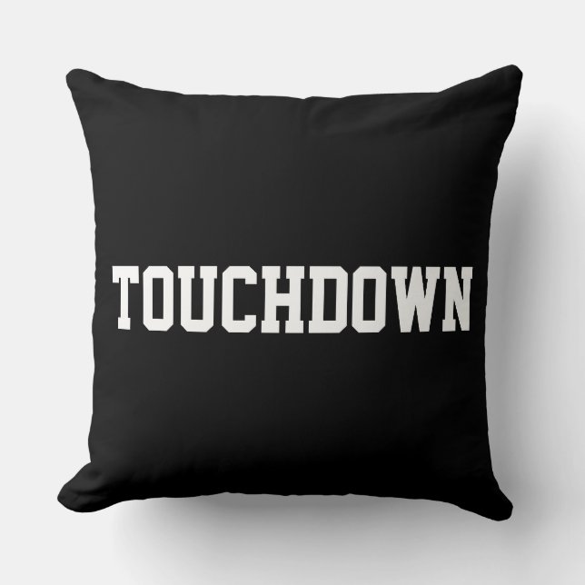 Almofada TOUCHDOWN Sporty White Football Text On Bold Black (Frente)