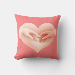 Almofada Touching Pink Hands Heart Love Throw Pillow 