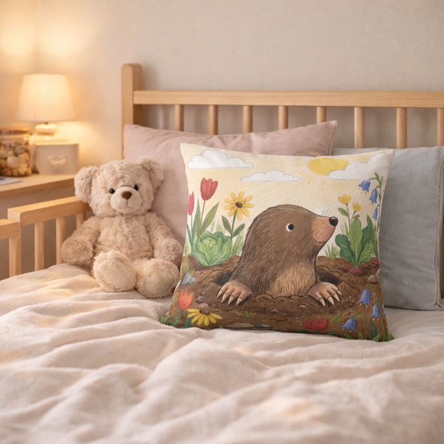 Almofada Toupeira Adorável No Desenho Do Jardim Infantil (Criador carregado)