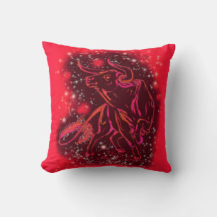 Almofada Touro Néon Vermelho Magico Correndo - Noite Estre