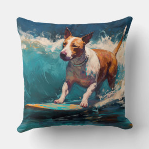 Almofada Touro Terrier Beach Surfing Painting
