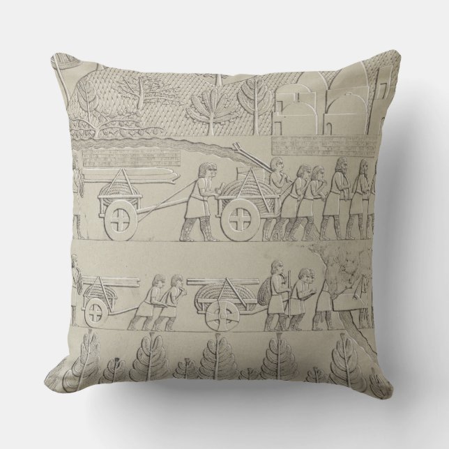 Almofada Trabalhadores com instrumentos e cordas para mover (Frente)