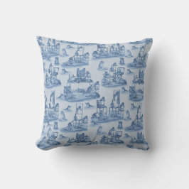 Almofada Trabalhando em casa com o Delft Blue de duas tonal
