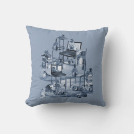 Almofada Trabalhando em casa com o Delft Blue de duas tonal