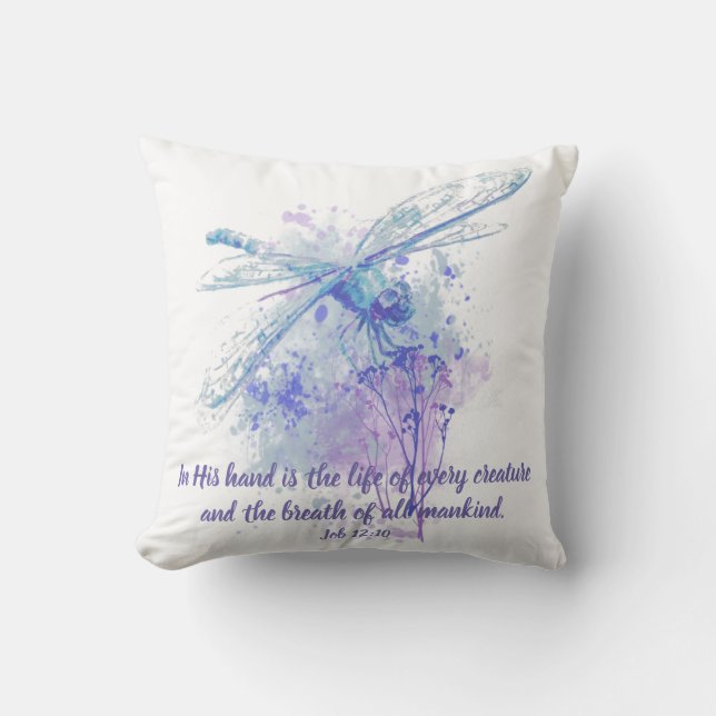 Almofada Trabalho 12:10 Escritura Vida de Cada Criatura (Frente)