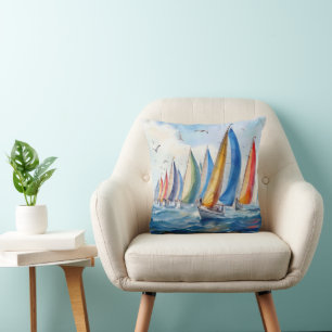 Almofada Trabalho de arte de Aquarela Regatta