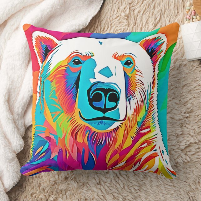 Almofada Trabalho de arte de Cabeça de Urso Vibrante (Cobertor)