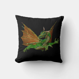 Almofada Trabalho de arte de Fantasia do Dragão Verde