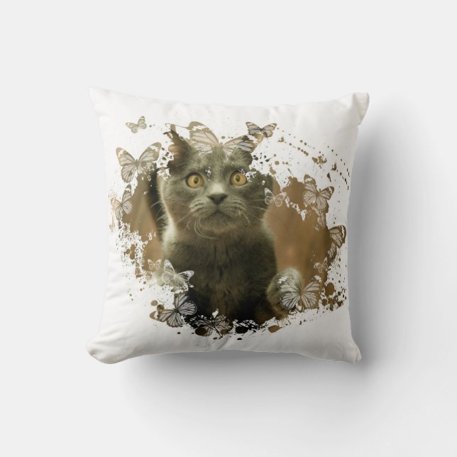 Almofada Trabalho de arte de Gato bonito (Frente)
