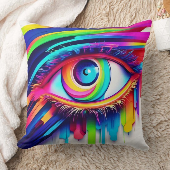 Almofada Trabalho de arte de Olhos do Arco-Íris Vibrantes (Cobertor)
