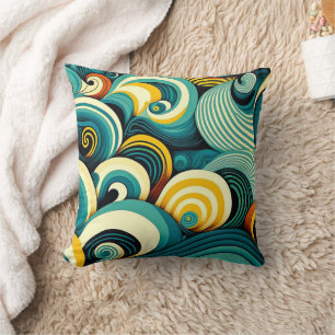 Almofada Trabalho de arte de Ondas Hippie Coloridas abstrat