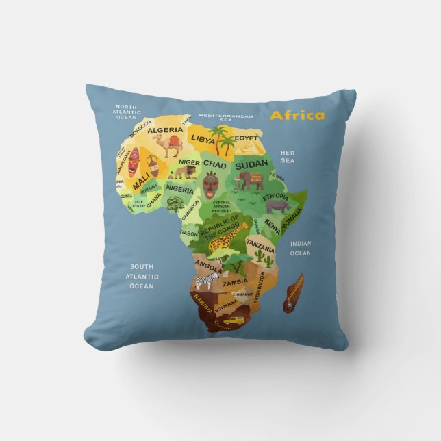 Almofada Trabalho de arte do mapa africano (Frente)