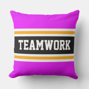 Almofada TRABALHO EM EQUIPE - Bandas-Corridas Brancas, Rosa