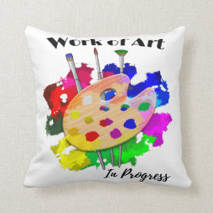 Almofada Trabalhos De Arte Em Curso - Paleta De Artistas Pi