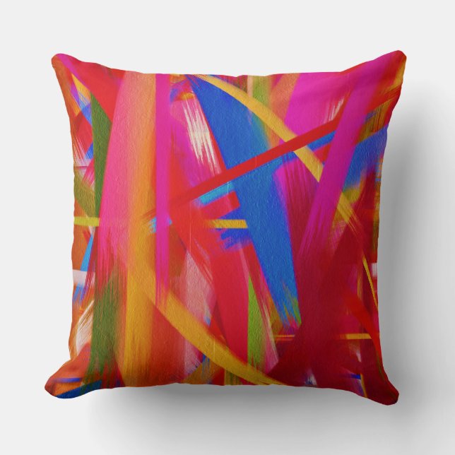 Almofada Traço de Pincel de Cor de Pintura (Frente)