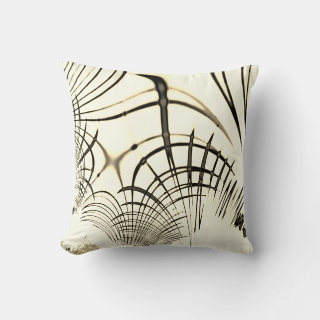 Almofada Traços curvos do castanho-castanho-rosado ou do cá (Frente)