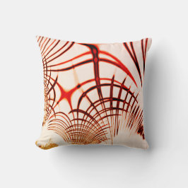 Almofada Traços curvos em castanho-vermelho cruzado, efeito