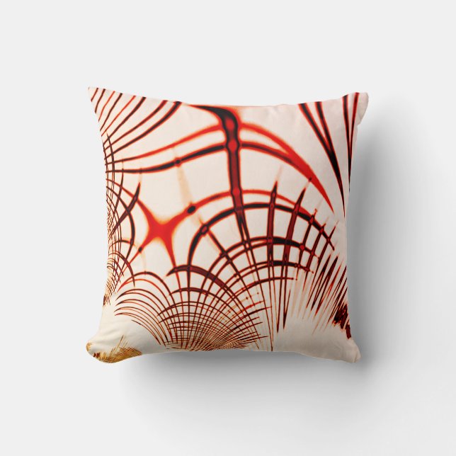 Almofada Traços curvos em castanho-vermelho cruzado, efeito (Frente)