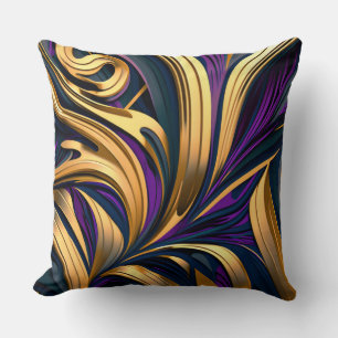 Almofada Traços de abstrato a negrito em ouro roxo