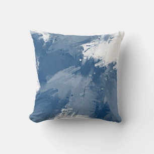 Almofada Traços de Abstrato Branco Azul