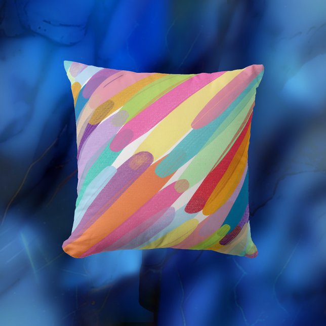 Almofada Traços de cores diagonais, pintura de Abstrato (Criador carregado)