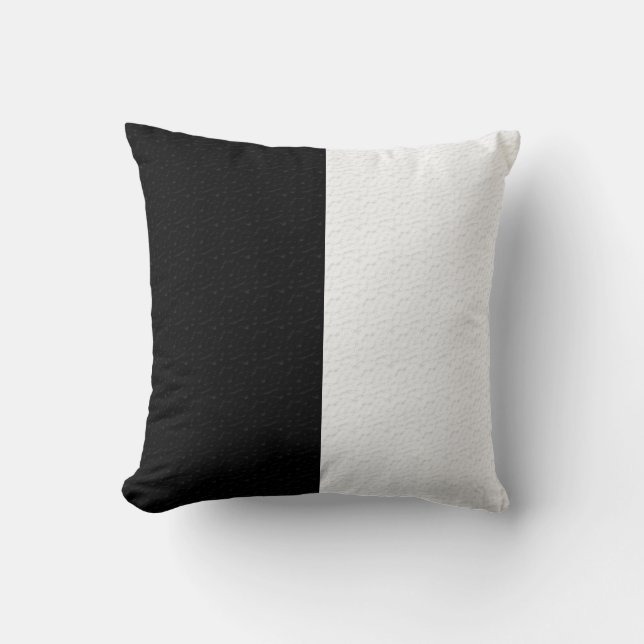 Almofada Traços de Metade Cor Preto Texturizados Brancos (Frente)