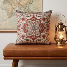 Traditional Persian Anatolian Red Octagonal Floral
