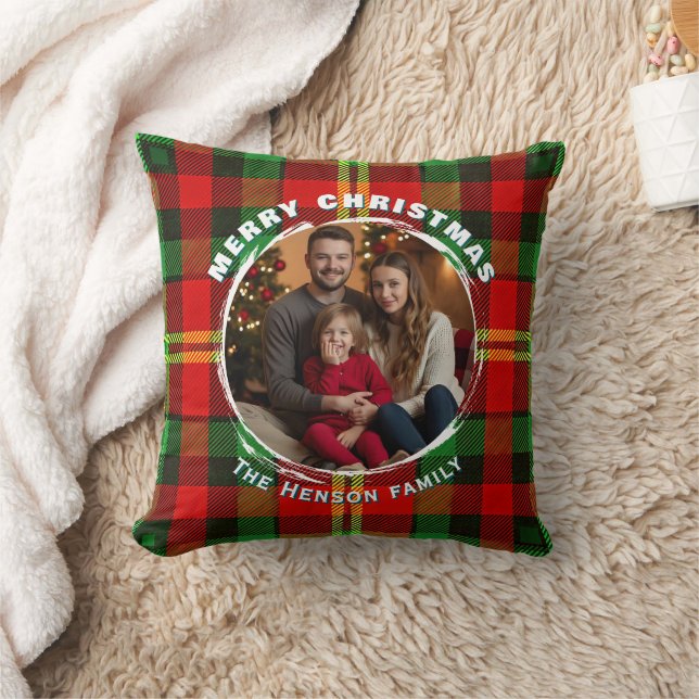 Almofada Traditional Personalized Family Photo Plaid  (Cobertor)