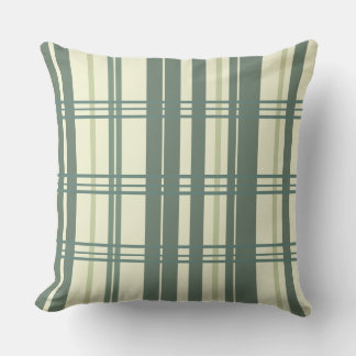 Almofada Traditional Plaid Green Teal Hues on Cream