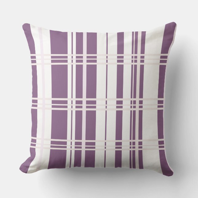 Almofada Traditional Plaid Plum, Blush Pink, White (Frente)