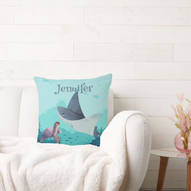 Almofada Traje personalizado e tartaruga sob o mar (Sofá)
