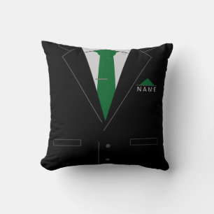 Almofada Traje preto elegante e gravata verde - Adicione se