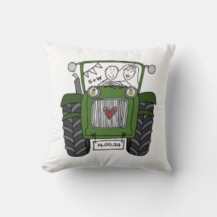 Almofada Trator Verde de Casamento de País Personalizado
