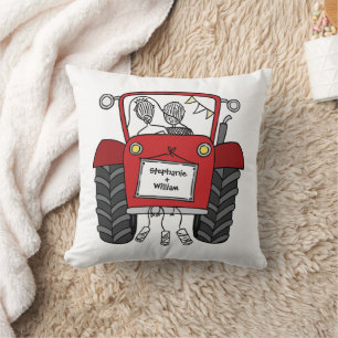 Almofada Trator Vermelho de Casamento de País Personalizado