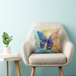 Almofada Travesseira Butterfly em Aquarela – Artística