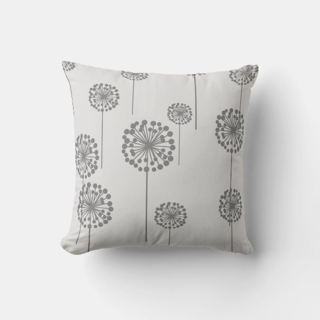 Almofada Travesseira Cinza Dandelions (Frente)