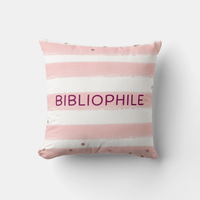 Almofada Travesseira Cor-de-Rosa Bibliôfila Literária (Frente)