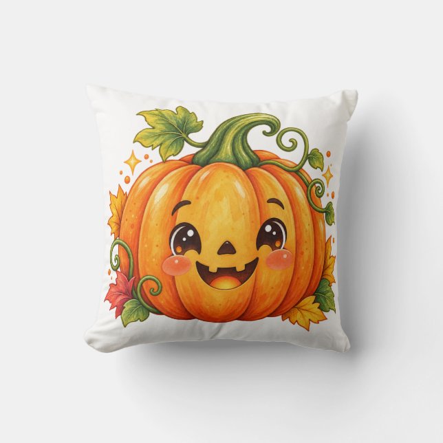 Almofada Travesseira de Abóbora de Halloween Fofa | Fa Whim (Frente)