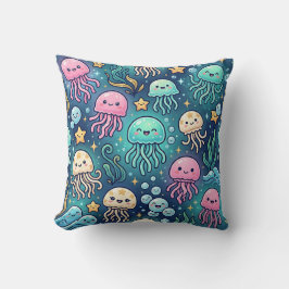 Almofada Travesseira de Água-Viva Luminosa – Oceano Pastel